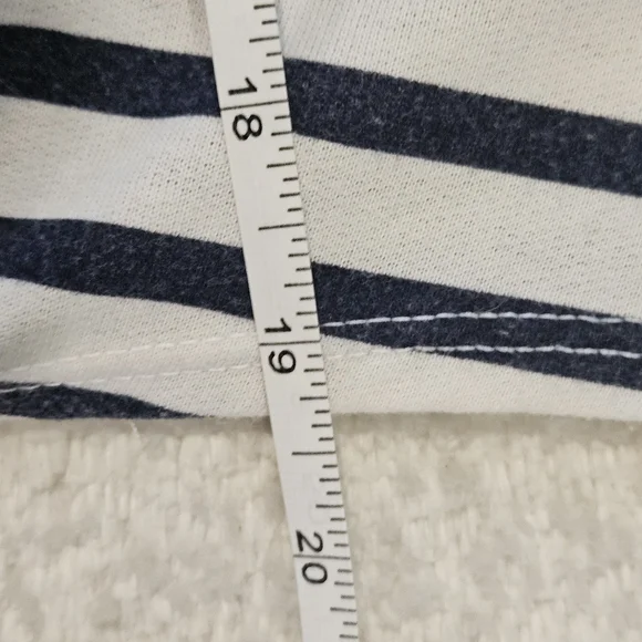 Zara Stripe Knot Front Tee Navy Blue White Size M Summer Vacation Cropped Preppy - Picture 5 of 6